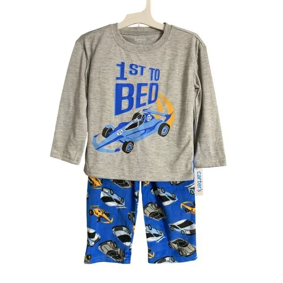 Carters Toddler Boy Race Car Themed Soft Polyester Pajama Set Size 3T - Picture 2 of 7